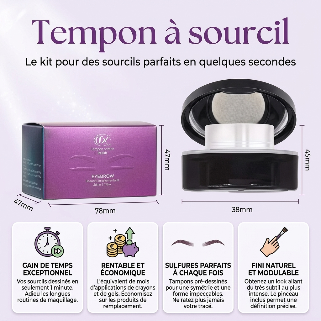 ✨ Kit de Tampon de Poudre pour Sourcils avec Pochoirs