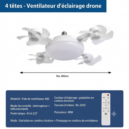 💡 Ventilateur de Plafond LED 2-en-1 avec Télécommande