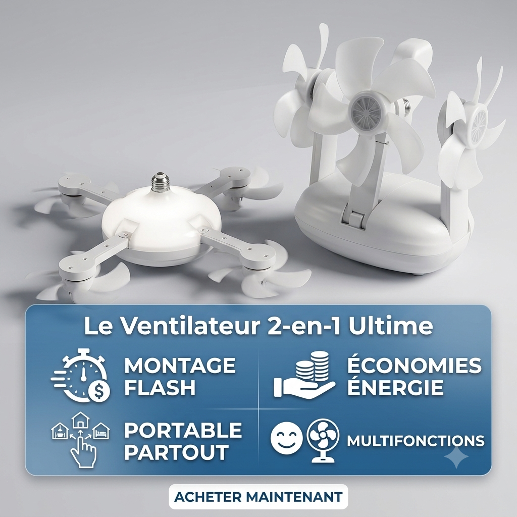 💡 Ventilateur de Plafond LED 2-en-1 avec Télécommande