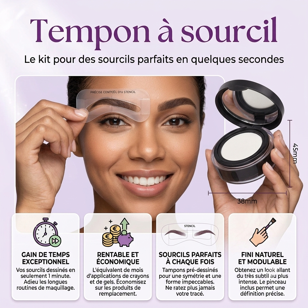 ✨ Kit de Tampon de Poudre pour Sourcils avec Pochoirs